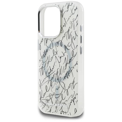MagSafe Case for Apple iPhone 16 Pro Max, Karl Lagerfeld, IML Karl Script Pattern, White