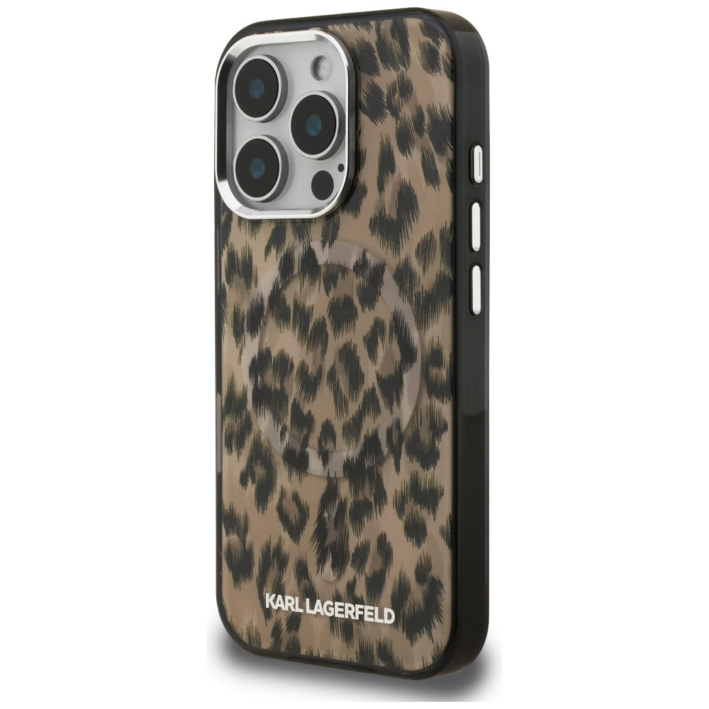 MagSafe Case for Apple iPhone 16 Pro Max, Karl Lagerfeld, IML Leopard Pattern, Brown
