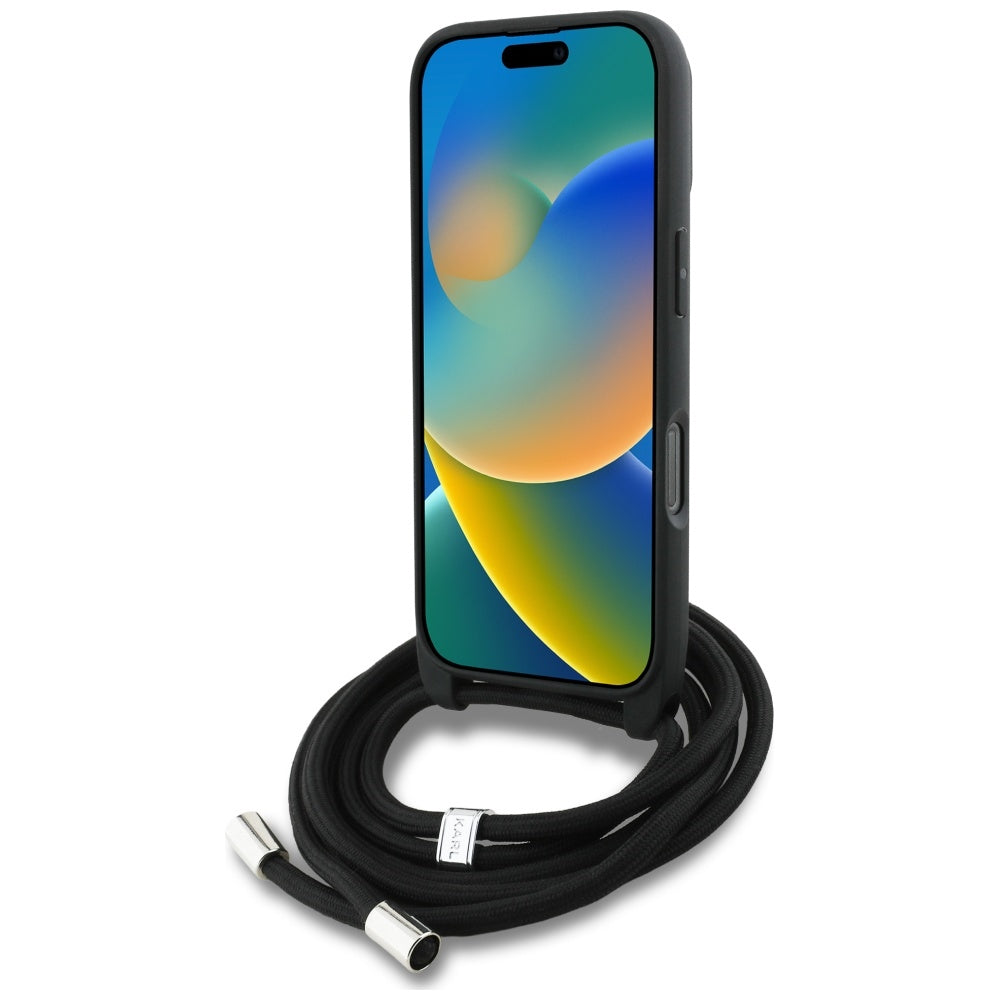 MagSafe Case for Apple iPhone 16 Pro Max, Karl Lagerfeld, Saffiano Crossbody, Grey