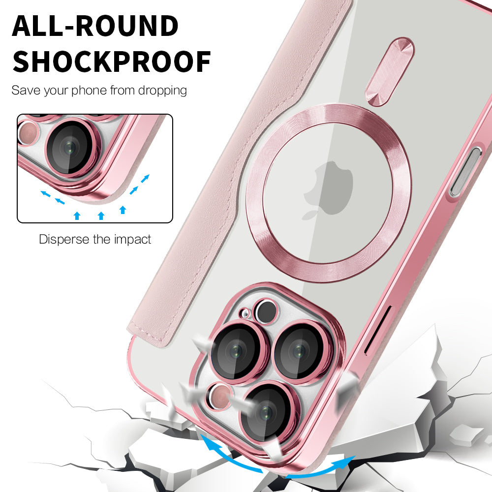 MagSafe Case for Apple iPhone 16 Pro, Techsuit, SmartMag Book, Pink