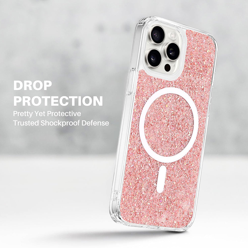 MagSafe Case for Apple iPhone 16 Pro, Techsuit, Sparkly Glitter, Blue