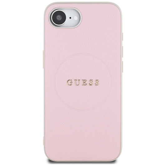 MagSafe Case for Apple iPhone 16e, Guess, Grained Gold Ring, Pink