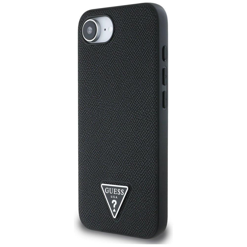 MagSafe Case for Apple iPhone 16e, Guess, Grained Triangle Logo, Black