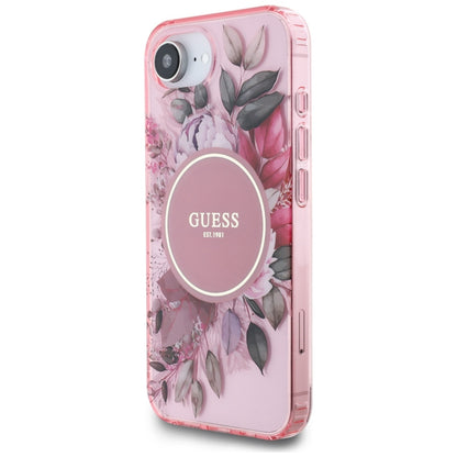 MagSafe Case for Apple iPhone 16e, Guess, IML Flowers, Pink