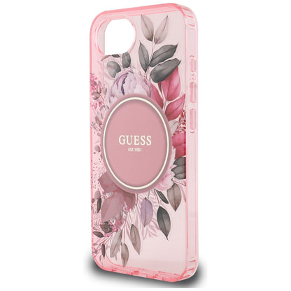 MagSafe Case for Apple iPhone 16e, Guess, IML Flowers, Pink