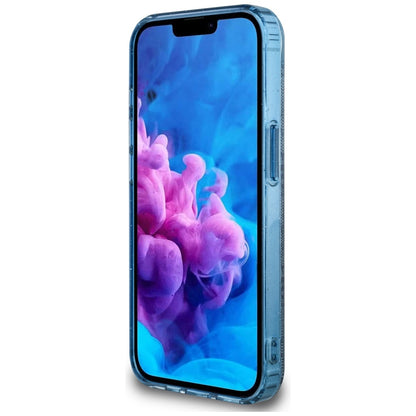 MagSafe Case for Apple iPhone 16e, Guess, IML Glitter 4G Circle Triangle, Blue