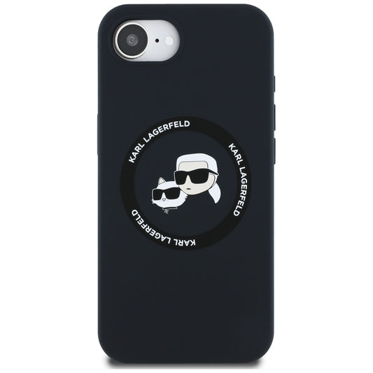 MagSafe Case for Apple iPhone 16e, Karl Lagerfeld, Silicone Karl & Choupette's Heads, Black