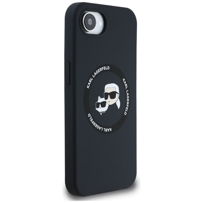 MagSafe Case for Apple iPhone 16e, Karl Lagerfeld, Silicone Karl & Choupette's Heads, Black