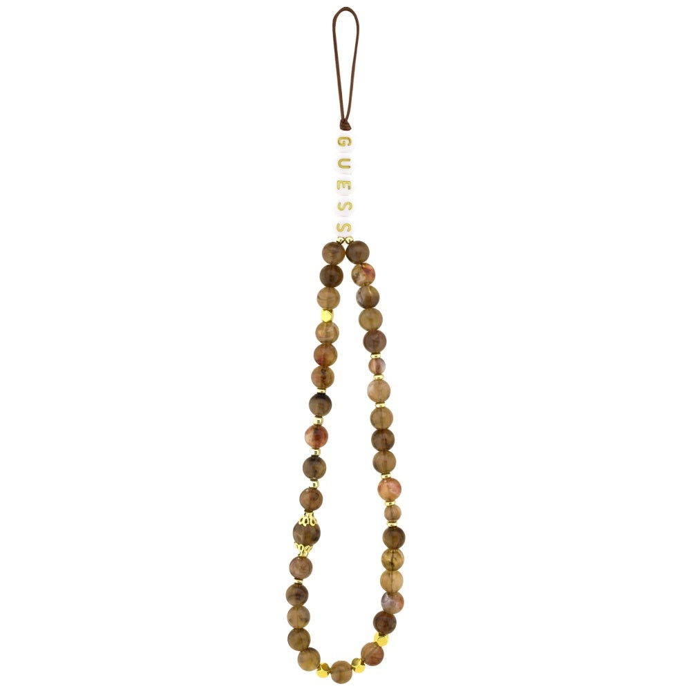 MagSafe Case for Apple iPhone 17, Guess, 4G Triangle Logo Cord Strap, Brown