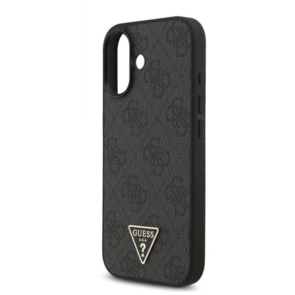 MagSafe Case for Apple iPhone 17, Guess, 4G Triangle Logo with Cord Strap, Black