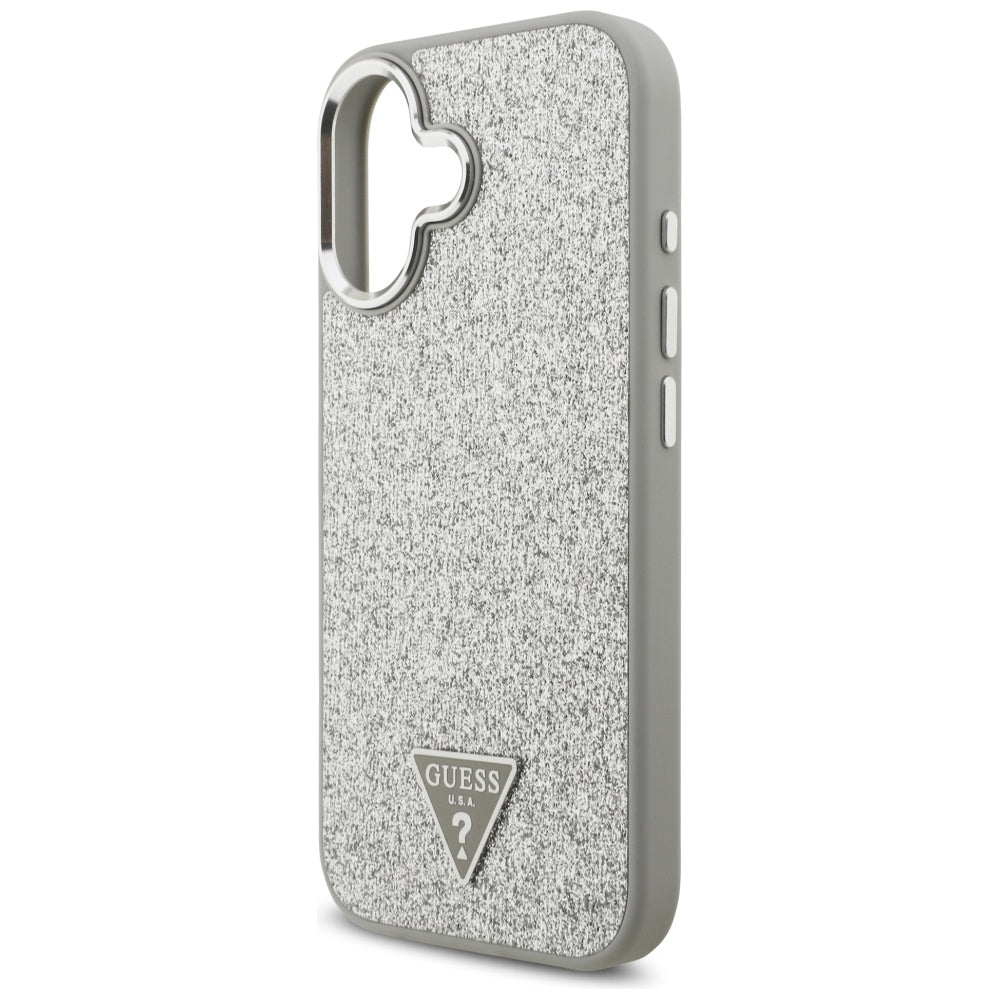 MagSafe Case for Apple iPhone 17, Guess, Glitter Triangle Logo, Silver