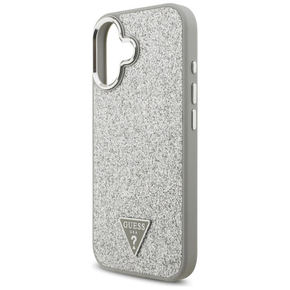 MagSafe Case for Apple iPhone 17, Guess, Glitter Triangle Logo, Silver