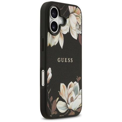 MagSafe Case for Apple iPhone 17, Guess, Grained Flowers, Black