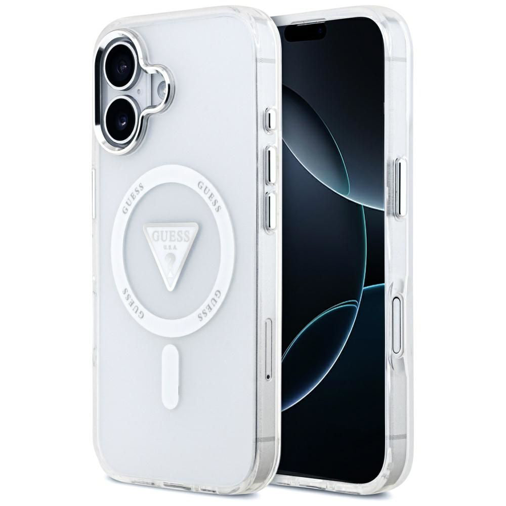 MagSafe Case for Apple iPhone 17, Guess, IML Gradient Triangle Logo, Transparent