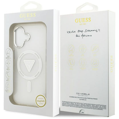 MagSafe Case for Apple iPhone 17, Guess, IML Gradient Triangle Logo, Transparent