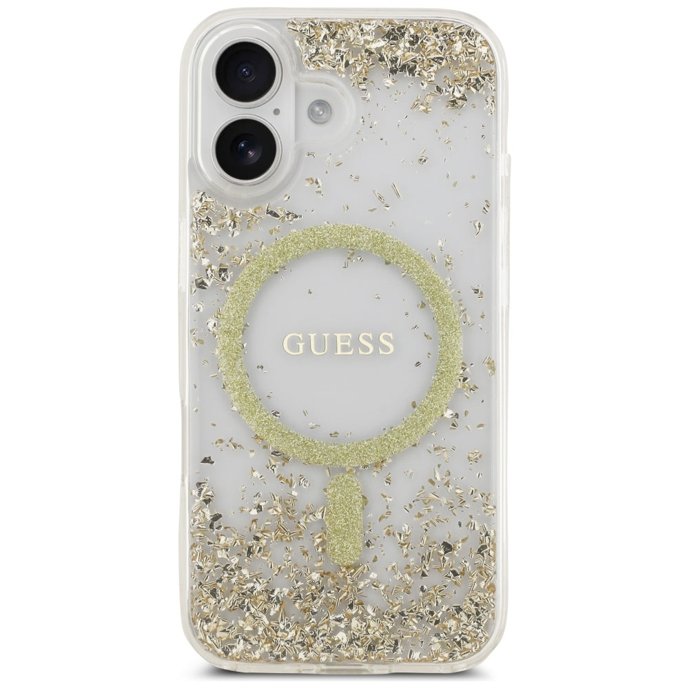 MagSafe Case for Apple iPhone 17, Guess, Resin Bottom Glitter, Gold