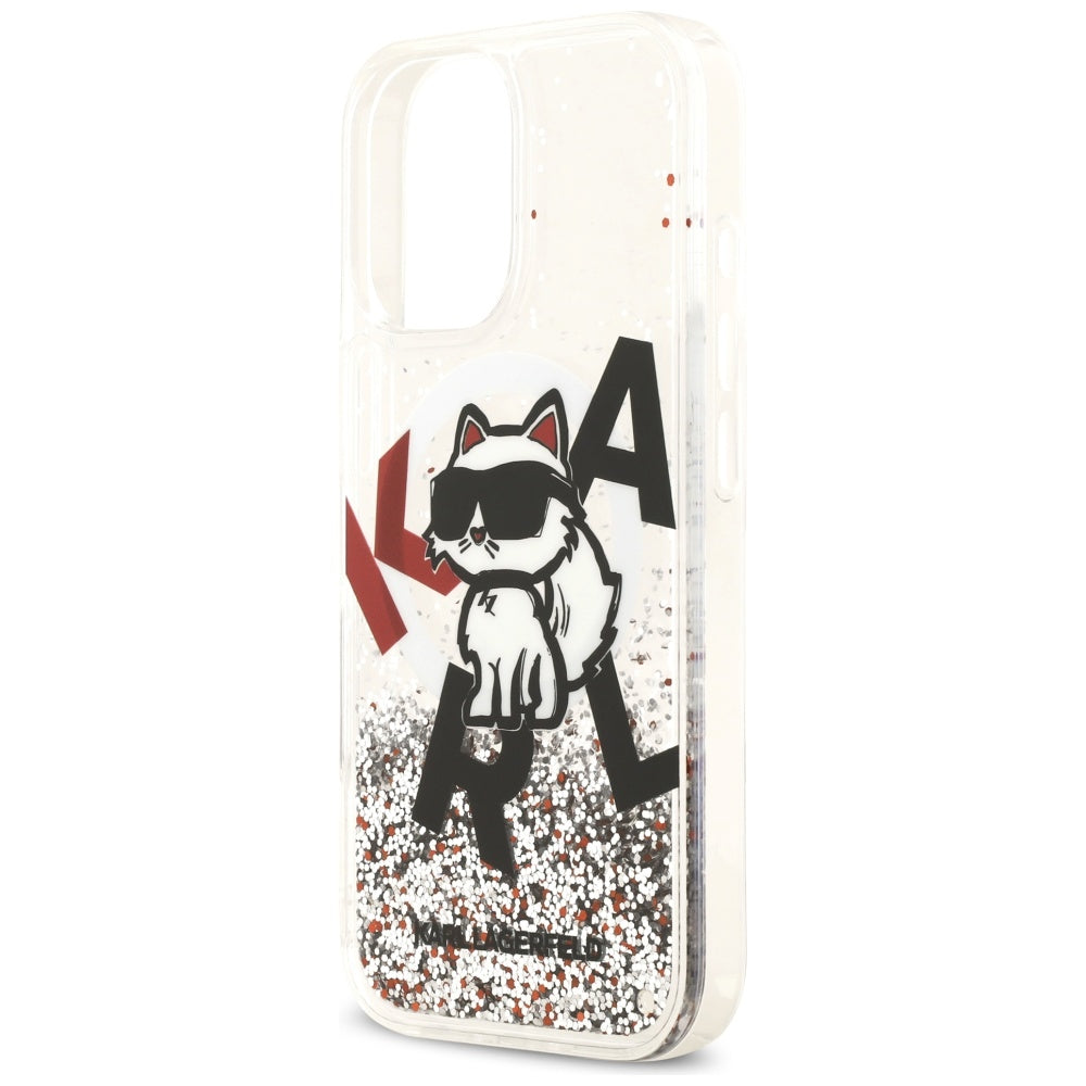 MagSafe Case for Apple iPhone 17, Karl Lagerfeld, Liquid Glitter Choupette Logo, Transparent