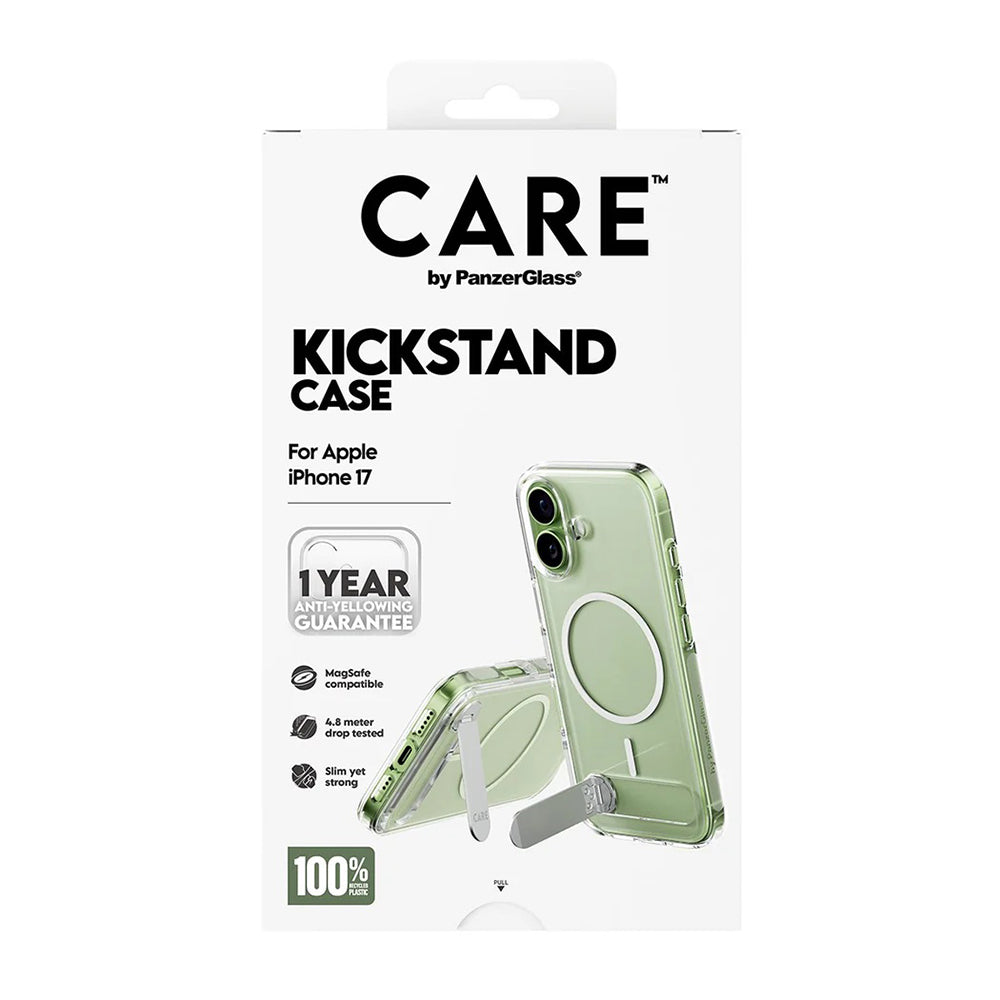 MagSafe Case for Apple iPhone 17, PanzerGlass, Care Feature Kickstand, Transparent