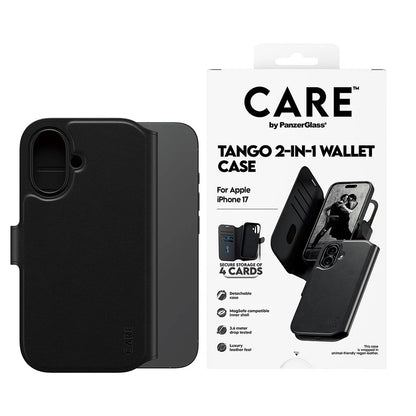 MagSafe Case for Apple iPhone 17, PanzerGlass, Care Feature Tango Two-in-One, Black
