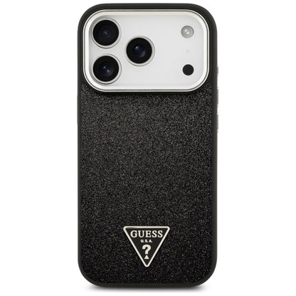 MagSafe Case for Apple iPhone 17 Pro, Guess, Glitter Triangle Logo, Black