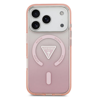 MagSafe Case for Apple iPhone 17 Pro, Guess, IML Gradient Triangle Logo, Pink