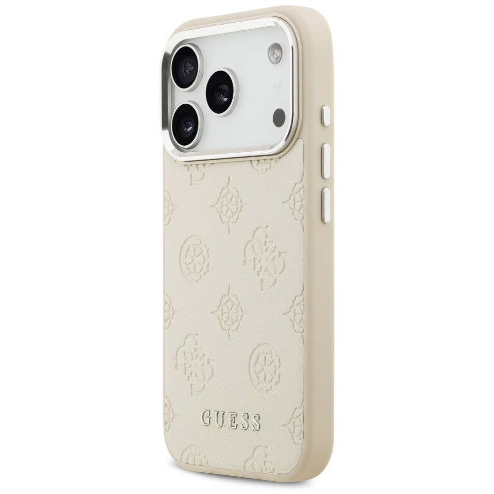 MagSafe Case for Apple iPhone 17 Pro, Guess, Peony Hot Stamp Script, Beige