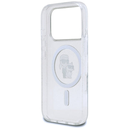 MagSafe Case for Apple iPhone 17 Pro, Karl Lagerfeld, IML Glitter Karl & Choupette, Transparent