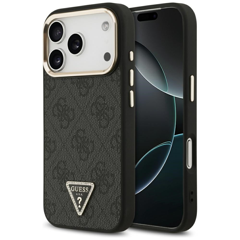 MagSafe Case for Apple iPhone 17 Pro Max, Guess, 4G Triangle Diamond Logo, Black