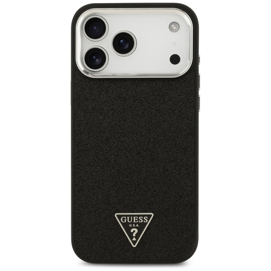 MagSafe Case for Apple iPhone 17 Pro Max, Guess, Glitter Triangle Logo, Black