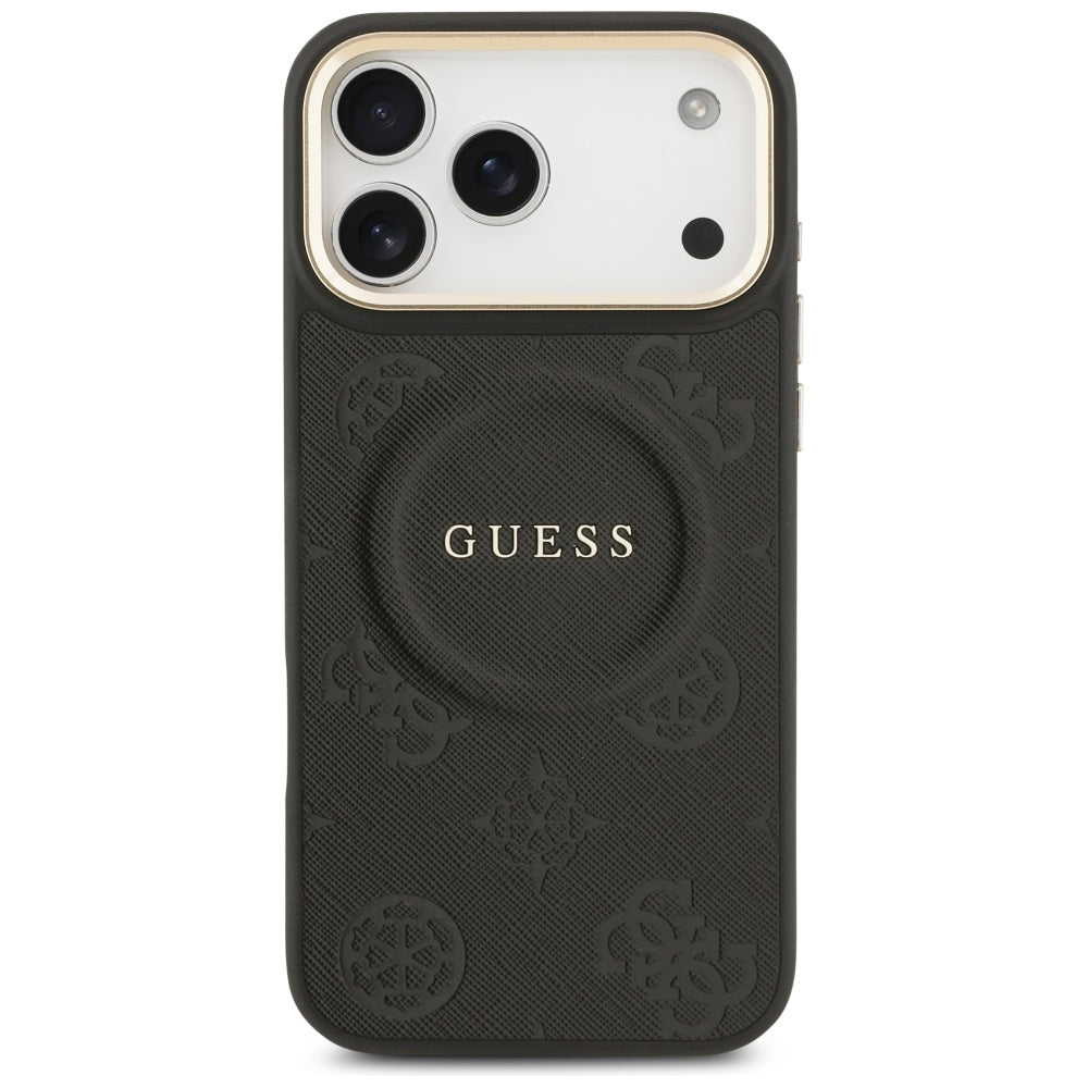 MagSafe Case for Apple iPhone 17 Pro Max, Guess, Peony Hot Stamp, Black