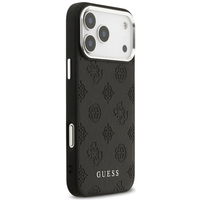 MagSafe Case for Apple iPhone 17 Pro Max, Guess, Peony Hot Stamp Script, Black