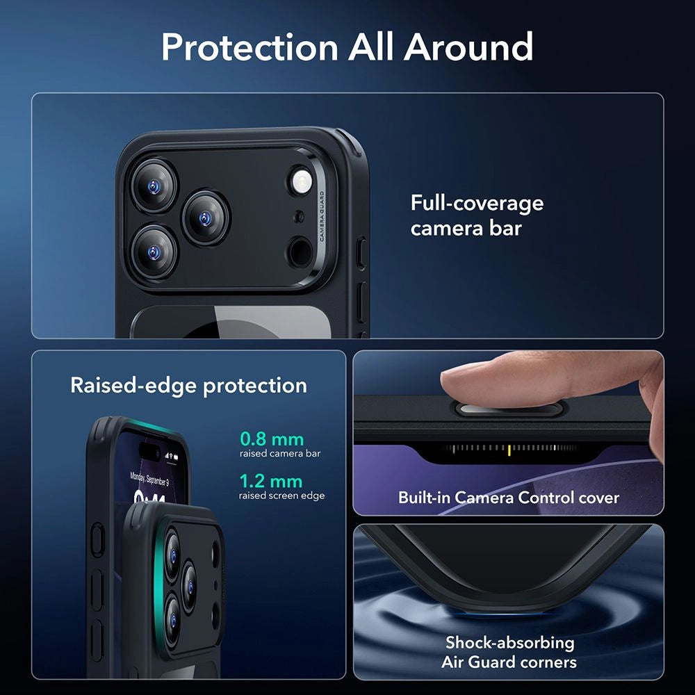 MagSafe Case for Apple iPhone 18 Pro / 17 Pro, ESR, Classic Hybrid with Screen Protector, Transparent Black