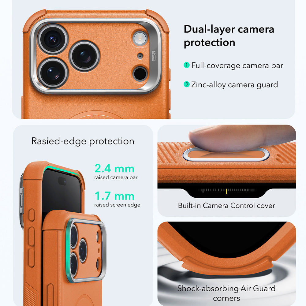 MagSafe Case for Apple iPhone 18 Pro / 17 Pro, ESR, Cyber Armor Kickstand, Orange