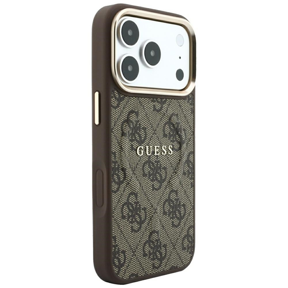 MagSafe Case for Apple iPhone 18 Pro / 17 Pro, Guess, 4G Embossed Classic, Brown