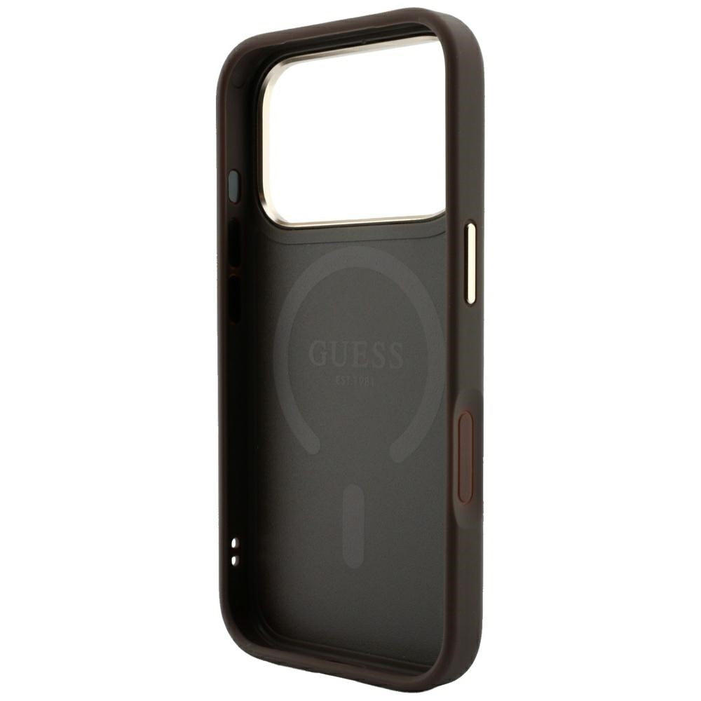 MagSafe Case for Apple iPhone 18 Pro / 17 Pro, Guess, 4G Embossed Classic, Brown