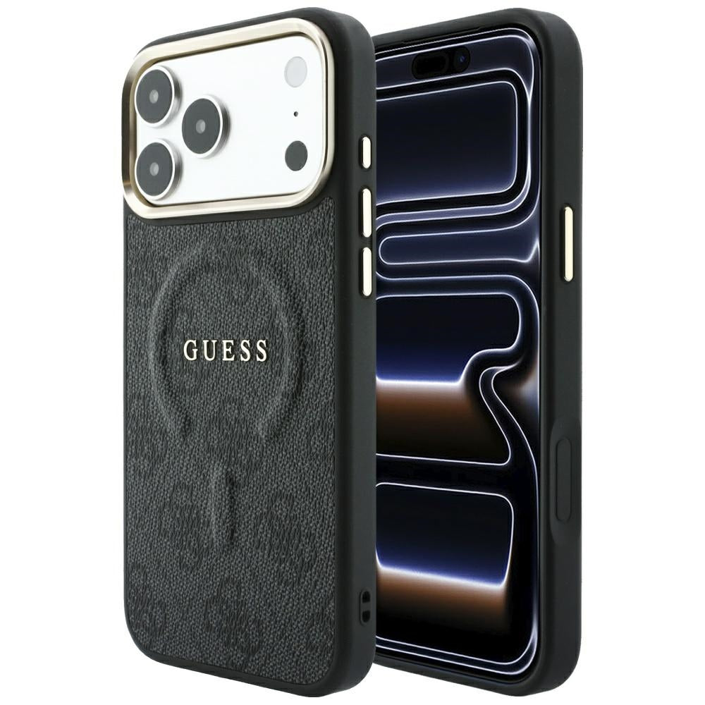 MagSafe Case for Apple iPhone 18 Pro / 17 Pro, Guess, 4G Embossed Classic, Black