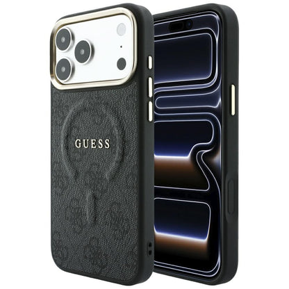 MagSafe Case for Apple iPhone 18 Pro / 17 Pro, Guess, 4G Embossed Classic, Black