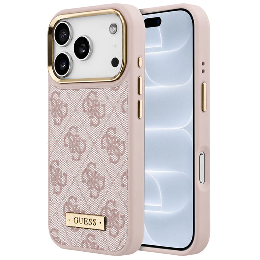 MagSafe Case for Apple iPhone 18 Pro / 17 Pro, Guess, 4G Logo Plate, Pink