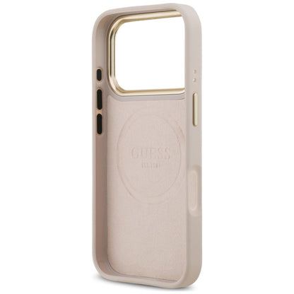 MagSafe Case for Apple iPhone 18 Pro / 17 Pro, Guess, 4G Logo Plate, Pink