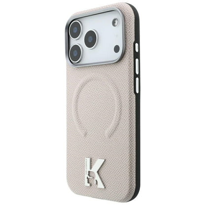 MagSafe Case for Apple iPhone 18 Pro / 17 Pro, Karl Lagerfeld, Grained Embossed Ring, Beige