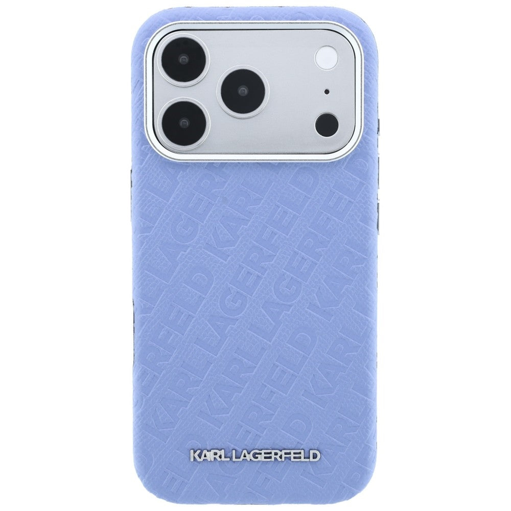 MagSafe Case for Apple iPhone 18 Pro / 17 Pro, Karl Lagerfeld, Grained Metal Logo, Blue
