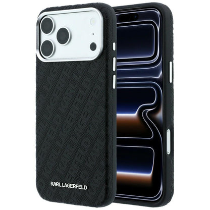 MagSafe Case for Apple iPhone 18 Pro / 17 Pro, Karl Lagerfeld, Grained Metal Logo, Black