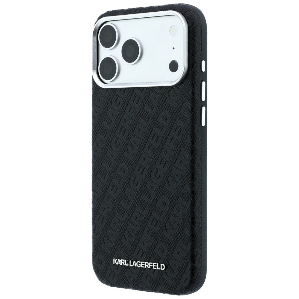 MagSafe Case for Apple iPhone 18 Pro / 17 Pro, Karl Lagerfeld, Grained Metal Logo, Black