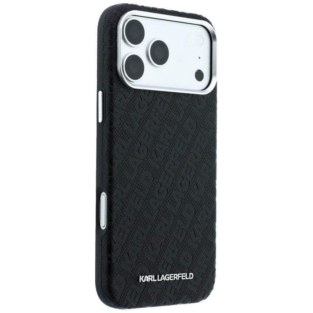 MagSafe Case for Apple iPhone 18 Pro / 17 Pro, Karl Lagerfeld, Grained Metal Logo, Black
