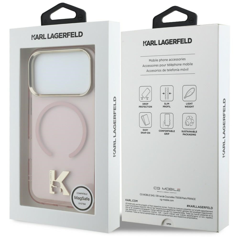 MagSafe Case for Apple iPhone 18 Pro / 17 Pro, Karl Lagerfeld, IML Karl Head Logo, Pink