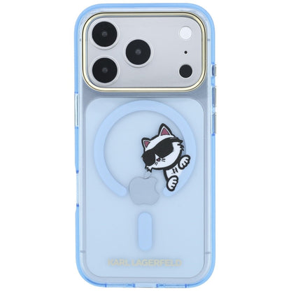 MagSafe Case for Apple iPhone 18 Pro / 17 Pro, Karl Lagerfeld, IML Peekaboo Print Metal Frame, Blue