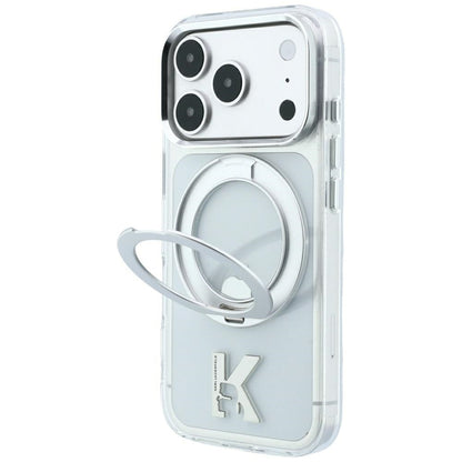 MagSafe Case for Apple iPhone 18 Pro / 17 Pro, Karl Lagerfeld, IML Ring Stand Kameo Metal, Transparent