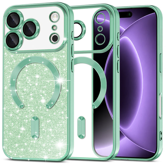 MagSafe Case for Apple iPhone 18 Pro / 17 Pro, Techsuit, Luxury Glitter, Light Green