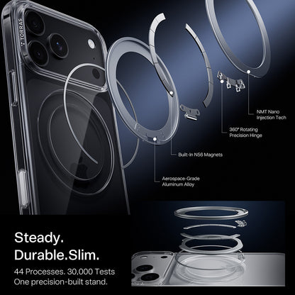 MagSafe Case for Apple iPhone 18 Pro / 17 Pro, Torras, Ostand O1 Guardian, Transparent
