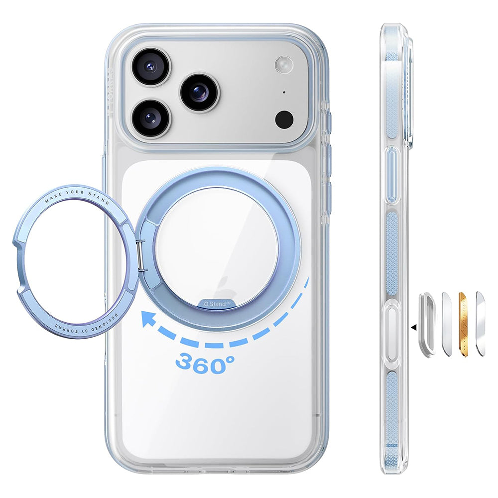 MagSafe Case for Apple iPhone 18 Pro / 17 Pro, Torras, Ostand O3 Light, Blue